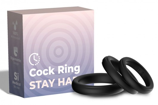 Набор из 3 черных эрекционных колец Stay Hard - Boys of Toys - в Первоуральске купить с доставкой
