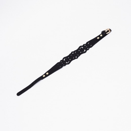 Черный ажурный чокер с золотистой фурнитурой - Crazy Handmade - купить с доставкой в Первоуральске