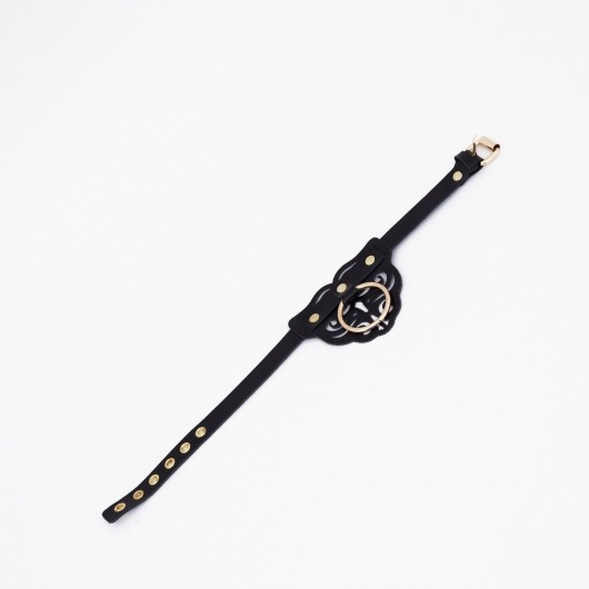 Черный чокер с клепками и золотистой фурнитурой - Crazy Handmade - купить с доставкой в Первоуральске