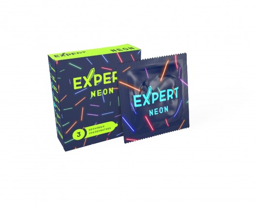 Светящиеся в темноте презервативы Expert Neon - 3 шт. - Expert - купить с доставкой в Первоуральске
