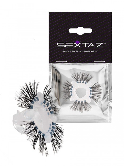 Эластичное эрекционное кольцо с черными «ресничками» - Sextaz - в Первоуральске купить с доставкой
