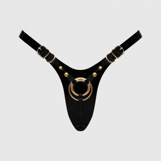 Черный пояс для фиксации насадок Strap-On-Me Leatherette Harness Fabulous - Strap-on-me - купить с доставкой в Первоуральске