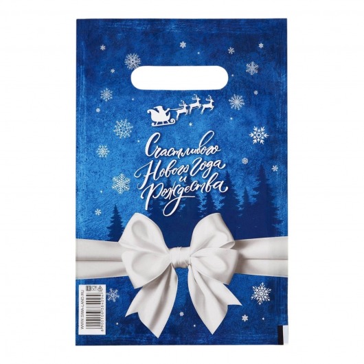 Сине-белый подарочный новогодний пакет с вырубной ручкой (20х30 см) - Сима-Ленд - купить с доставкой в Первоуральске
