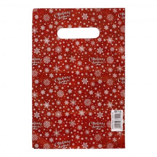 Красный подарочный новогодний пакет с вырубной ручкой (20х30 см) - Сима-Ленд - купить с доставкой в Первоуральске