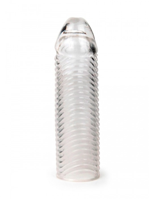 Прозрачная закрытая насадка на пенис с ребрышками - 16 см. - Sex Expert - в Первоуральске купить с доставкой