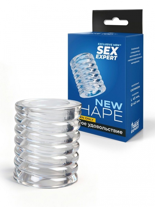 Прозрачная сквозная насадка на пенис с ребрышками - Sex Expert - в Первоуральске купить с доставкой