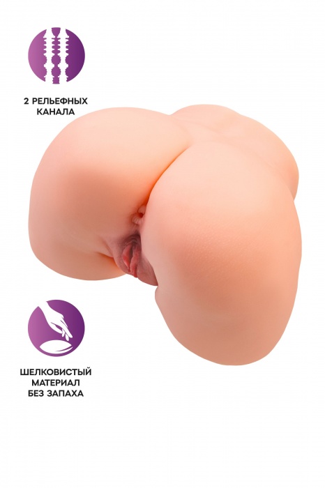 Телесный мастурбатор в форме попки с 2 любовными входами - No Name - в Первоуральске купить с доставкой