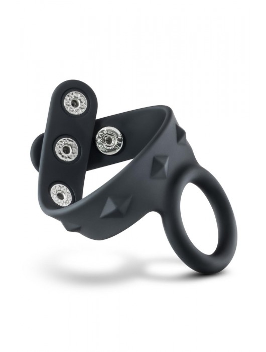 Черное эрекционное кольцо с подхватом мошонки на кнопках VS6 - Blush Novelties - в Первоуральске купить с доставкой