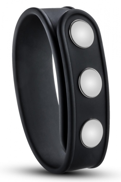 Черное эрекционное кольцо на кнопках - Blush Novelties - в Первоуральске купить с доставкой