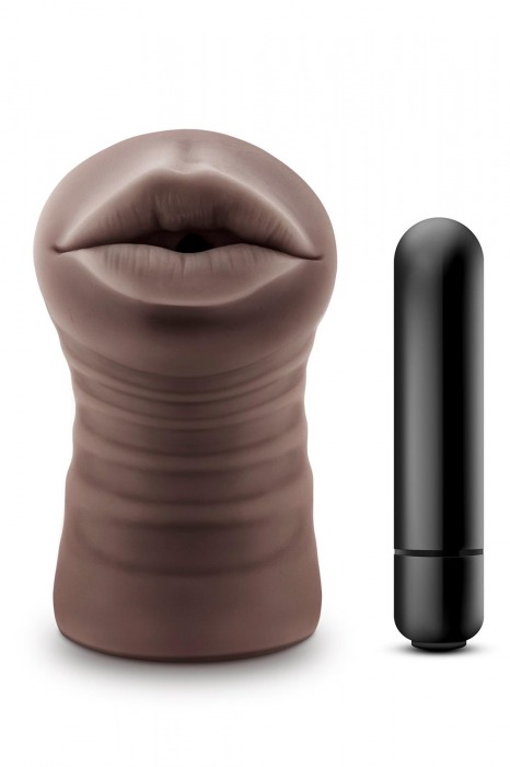 Коричневый мастурбатор-ротик Krystal Vibrating Masturbator - Blush Novelties - в Первоуральске купить с доставкой