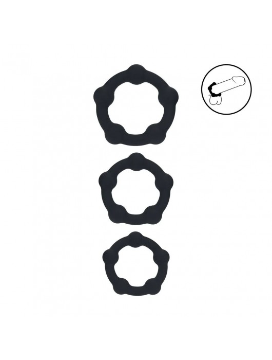 Набор из 3 эрекционных колец Beaded Silicone Cockring Set - Shots Media BV - в Первоуральске купить с доставкой
