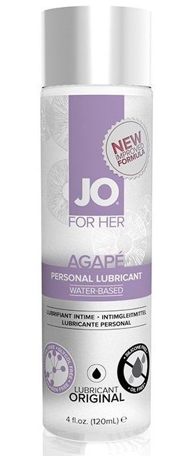 Женский лубрикант на водной основе JO AGAPE LUBRICANT ORIGINAL - 120 мл. - System JO - купить с доставкой в Первоуральске Женский лубрикант на водной основе JO AGAPE LUBRICANT ORIGINAL - 120 мл. - System JO - купить с доставкой в Первоуральске