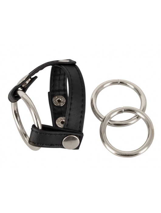 Подхват для мошонки с 3 съемными эрекционными кольцами Leder-Riemen - Orion - в Первоуральске купить с доставкой
