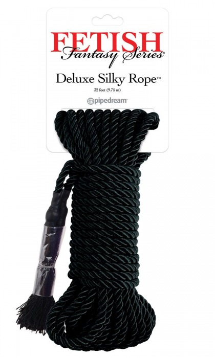 Черная веревка для фиксации Deluxe Silky Rope - 9,75 м. - Pipedream - купить с доставкой в Первоуральске