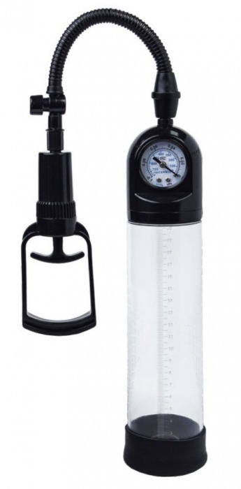 Чёрная вакуумная помпа A-toys с манометром и прозрачной колбой - A-toys - в Первоуральске купить с доставкой Чёрная вакуумная помпа A-toys с манометром и прозрачной колбой - A-toys - в Первоуральске купить с доставкой