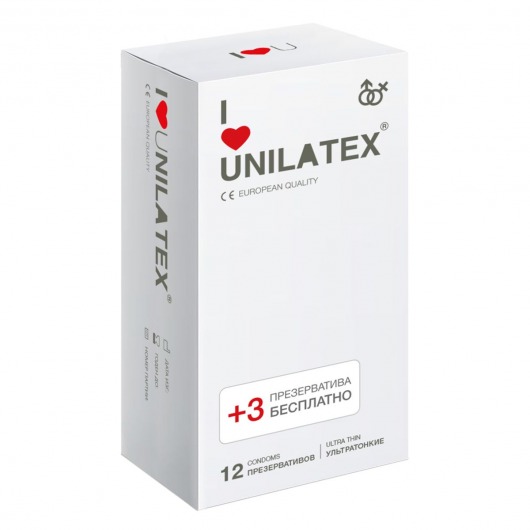 Ультратонкие презервативы Unilatex Ultra Thin - 12 шт. + 3 шт. в подарок - Unilatex - купить с доставкой в Первоуральске