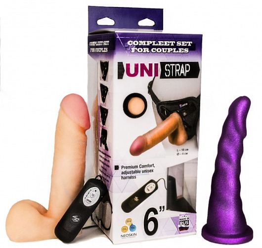 Вибрострапон с двумя насадками UniStrap - 18 и 18 см. - LOVETOY (А-Полимер) - купить с доставкой в Первоуральске