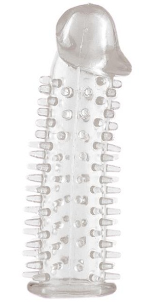 Прозрачная насадка на половой член с закрытой головкой и шипами - 12,5 см. - Toyfa Basic - в Первоуральске купить с доставкой