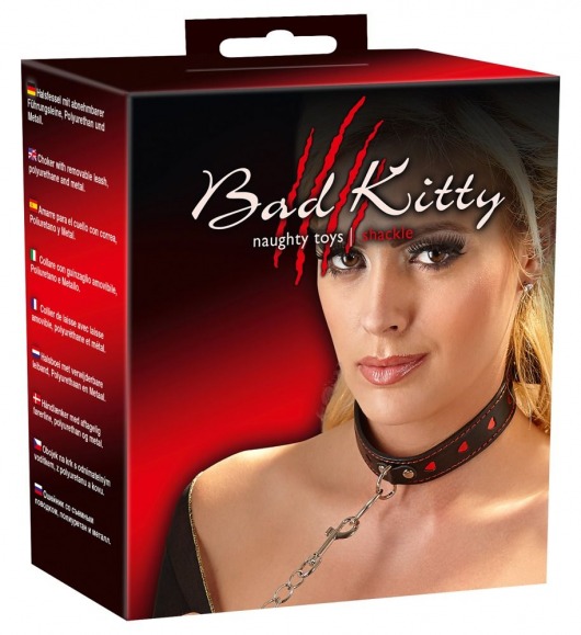 Узкий ошейник с сердечками и поводком-цепочкой - Orion - купить с доставкой в Первоуральске Узкий ошейник с сердечками и поводком-цепочкой - Orion - купить с доставкой в Первоуральске