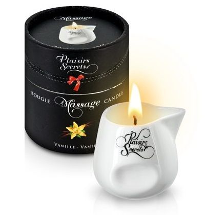 Массажная свеча с ароматом ванили Bougie Massage Gourmande Vanille - 80 мл. - Plaisir Secret - купить с доставкой в Первоуральске