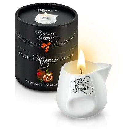 Массажная свеча с ароматом граната Bougie de Massage Gourmande Grenadine - 80 мл. - Plaisir Secret - купить с доставкой в Первоуральске