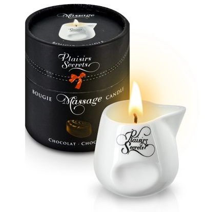 Массажная свеча с ароматом шоколада Bougie de Massage Gourmande Chocolat - 80 мл. - Plaisir Secret - купить с доставкой в Первоуральске