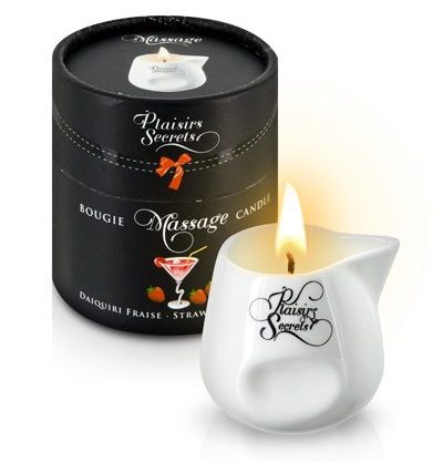 Массажная свеча с ароматом клубничного дайкири Bougie de Massage Daikiri Fraise - 80 мл. - Plaisir Secret - купить с доставкой в Первоуральске