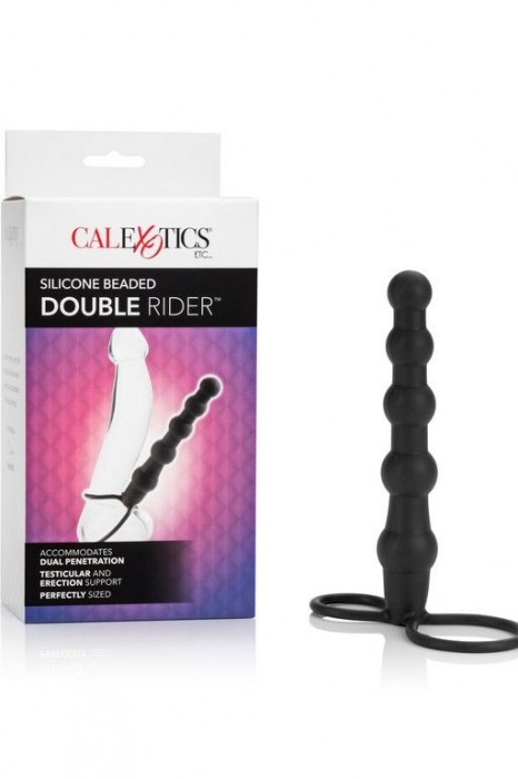 Насадка на пенис для двойного проникновения Silicone Beaded Double Rider - 14 см. - California Exotic Novelties - в Первоуральске купить с доставкой