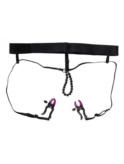 Трусики с зажимами для половых губ и бусинками для массажа промежности - Orion - купить с доставкой в Первоуральске