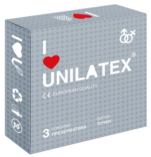 Презервативы с точками Unilatex Dotted - 3 шт. - Unilatex - купить с доставкой в Первоуральске