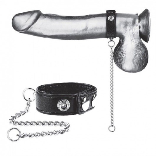 Утяжка на пенис с поводком Snap Cock Ring With 12  Leash - BlueLine - купить с доставкой в Первоуральске