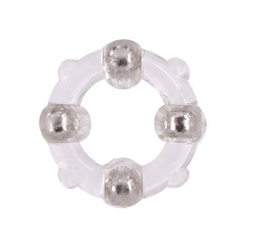 Эрекционное кольцо с 4 бусинами MENZSTUFF STUD RING CLEAR - Dream Toys - в Первоуральске купить с доставкой