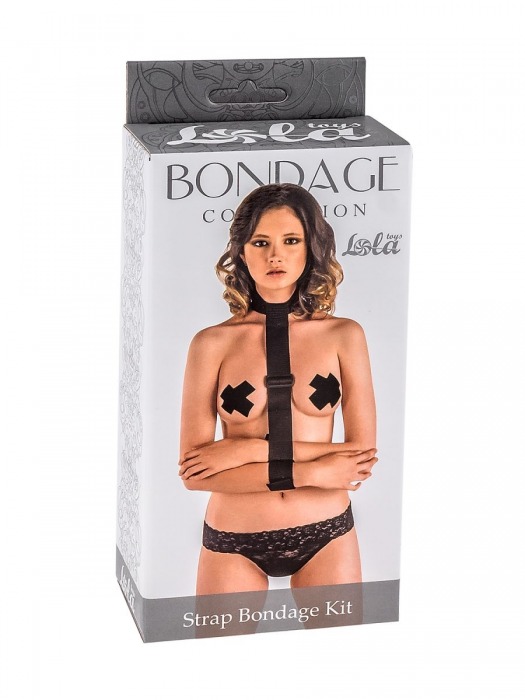 Ошейник с длинной лентой и наручниками Strap Bondage Kit One Size - Lola Games - купить с доставкой в Первоуральске