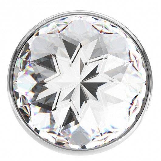 Большая серебристая анальная пробка Diamond Clear Sparkle Large с прозрачным кристаллом - 8 см. - Lola Games - купить с доставкой в Первоуральске