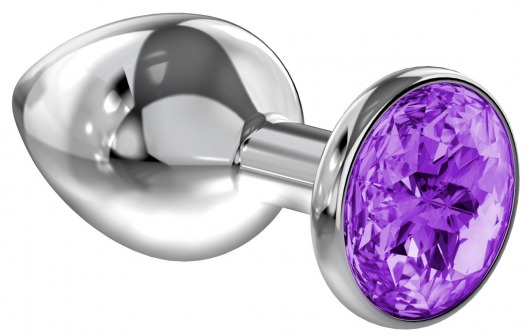 Малая серебристая анальная пробка Diamond Purple Sparkle Small с фиолетовым кристаллом - 7 см. - Lola Games - купить с доставкой в Первоуральске