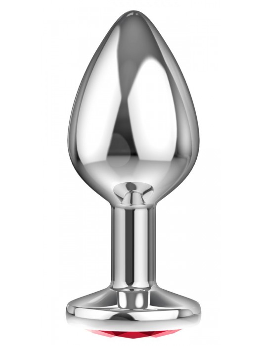 Большая серебристая анальная пробка Diamond Red Sparkle Large с красным кристаллом - 8 см. - Lola Games - купить с доставкой в Первоуральске