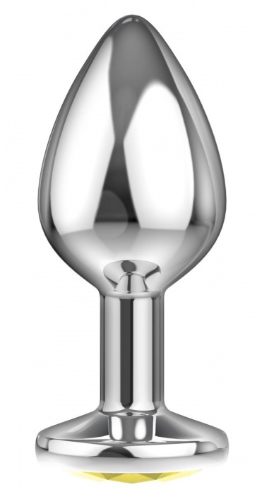Большая серебристая анальная пробка Diamond Yellow Sparkle Large с жёлтым кристаллом - 8 см. - Lola Games - купить с доставкой в Первоуральске
