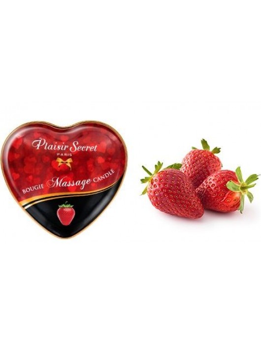 Массажная свеча с ароматом клубники Bougie Massage Candle - 35 мл. - Plaisir Secret - купить с доставкой в Первоуральске