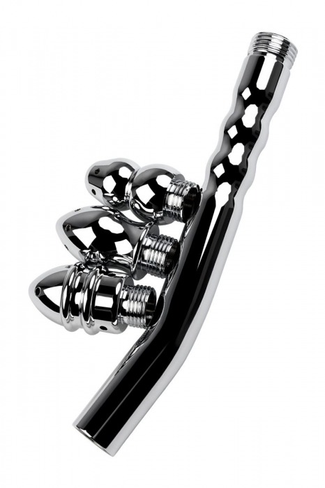 Металлический анальный душ с тремя насадками - ToyFa - купить с доставкой в Первоуральске