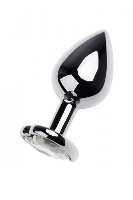 Серебристая анальная пробка с прозрачным кристаллом-сердцем - 8 см. - ToyFa - купить с доставкой в Первоуральске