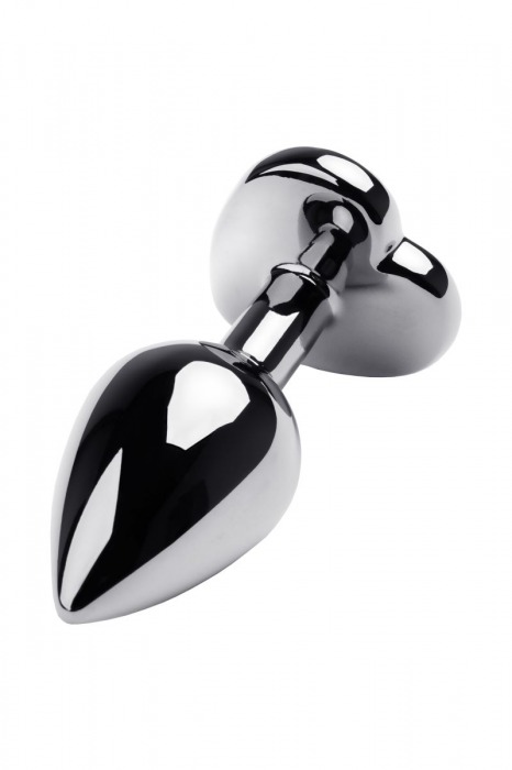 Серебристая анальная пробка с прозрачным кристаллом-сердцем - 8 см. - ToyFa - купить с доставкой в Первоуральске