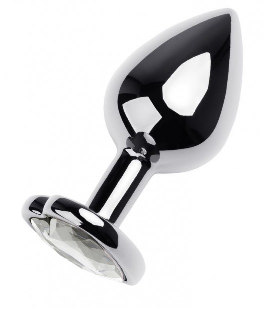 Серебристая анальная пробка с прозрачным кристаллом-сердцем - 8 см. - ToyFa - купить с доставкой в Первоуральске