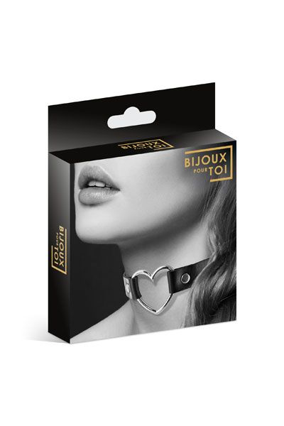 Чёрный чокер с кольцом в форме сердца - Bijoux Pour Toi - купить с доставкой в Первоуральске