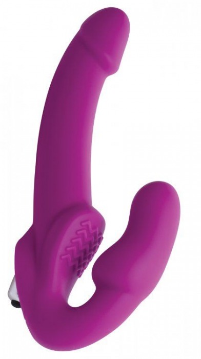 Ярко-розовый безремневой вибрострапон Evoke Vibrating Strapless Silicone Strap-on Dildo - XR Brands - купить с доставкой в Первоуральске