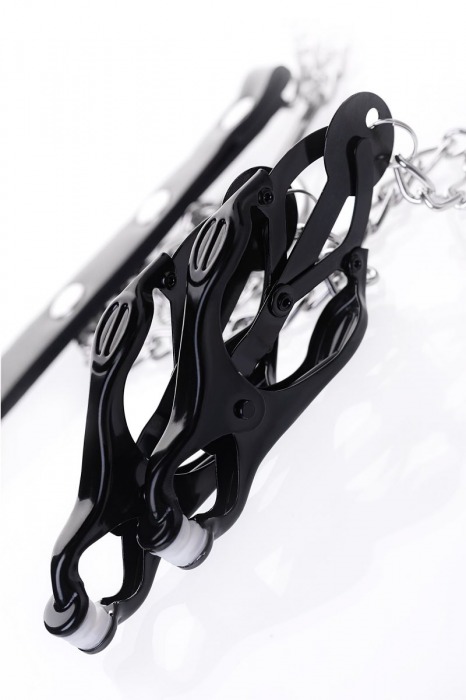 Черно-серебристые зажимы для сосков с кольцом для пениса TOYFA Metal - ToyFa - купить с доставкой в Первоуральске