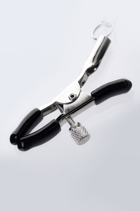 Серебристо-чёрные зажимы для сосков с кольцом для пениса TOYFA Metal - ToyFa - купить с доставкой в Первоуральске